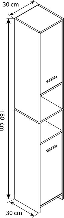Produktbild VCM Badmöbel Hochschrank Badschrank Zalo L Drehtüren (30 x 31 cm)