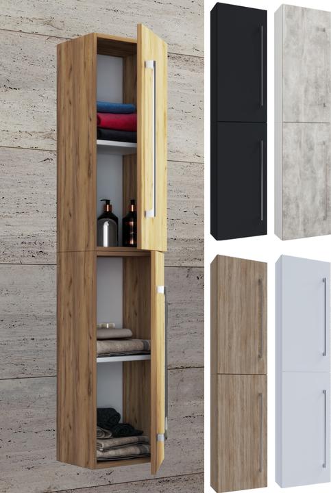Actual product image VCM Wooden Bathroom Furniture Tall Cabinet Badinos 2 Hinged Doors (33 x 22 x 150 cm)