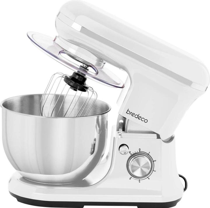 Produktbild Bredeco Küchenmaschine 1.200 W - 5 L - planetarisches Rührsystem - weiss