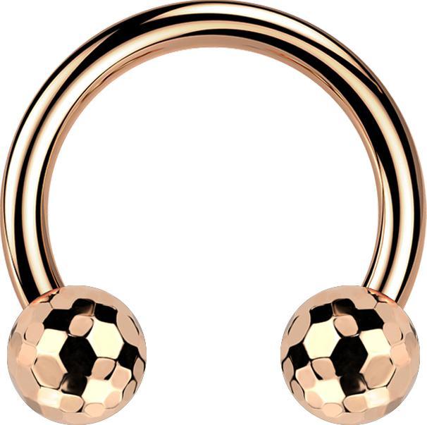 Star Piercing Micro Threadless Circular Barbell rosegold mit zwei Discokugeln rosegold (Chirurgenstahl 316L, ohne Messing)