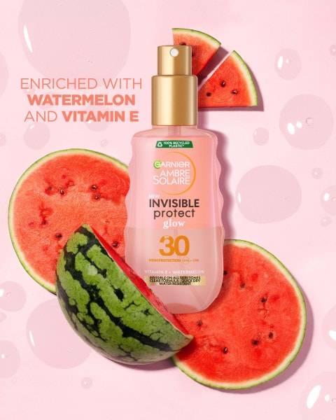 Actual product image Garnier Ambre Solaire Invisible Protect Glow SPF30 150 ml (Sun spray, SPF 30, 150 ml)
