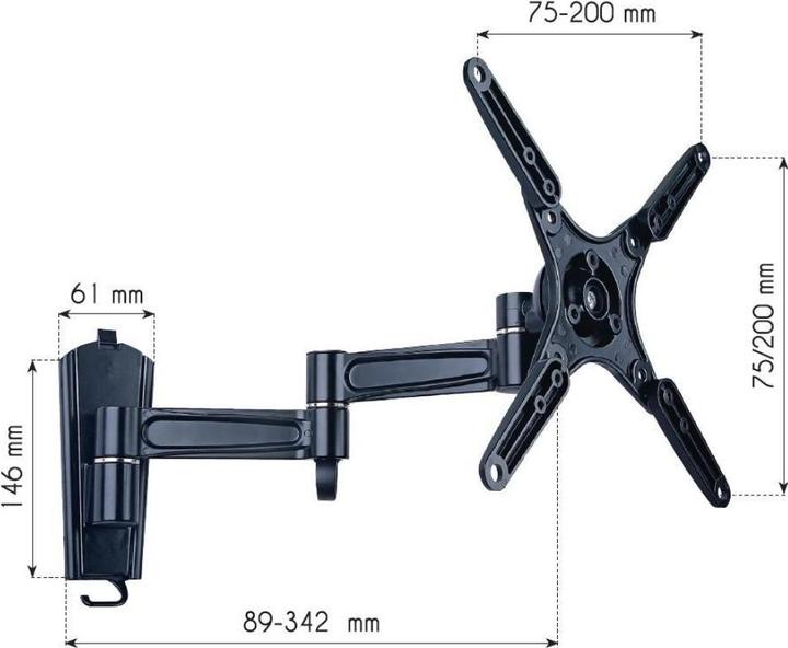 Produktbild Techly Befestigungskit (Wandplatte, 3 Gelenke, Halterung für Display) - für Flachbildsc (Wand, 37", 25 kg)