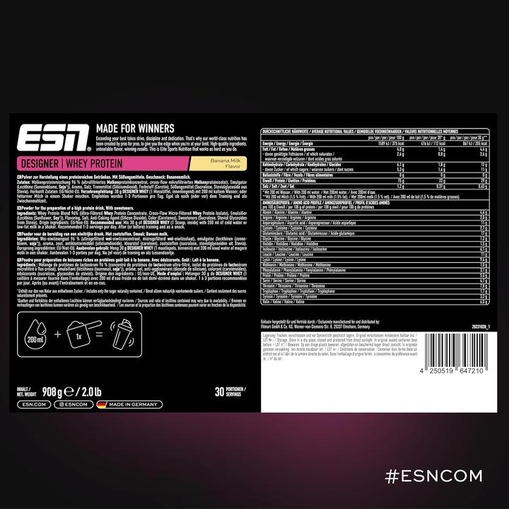 Produktbild ESN Designer Whey Protein (Banane, Milk, 1 Stk., 908 g)