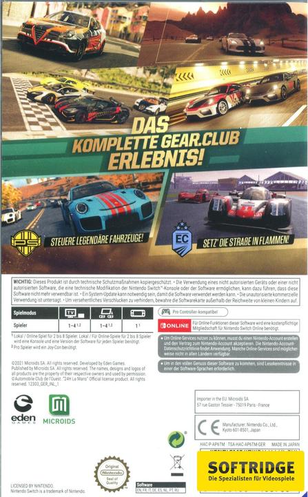 Actual product image Microids Gear Club Unlimited 2 - Definitive Edition (Switch, DE)
