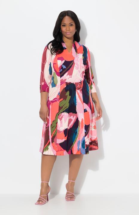 Produktbild Ulla Popken Midikleid, Punto di Roma, Kelchkragen, 3/4-Arm (56)