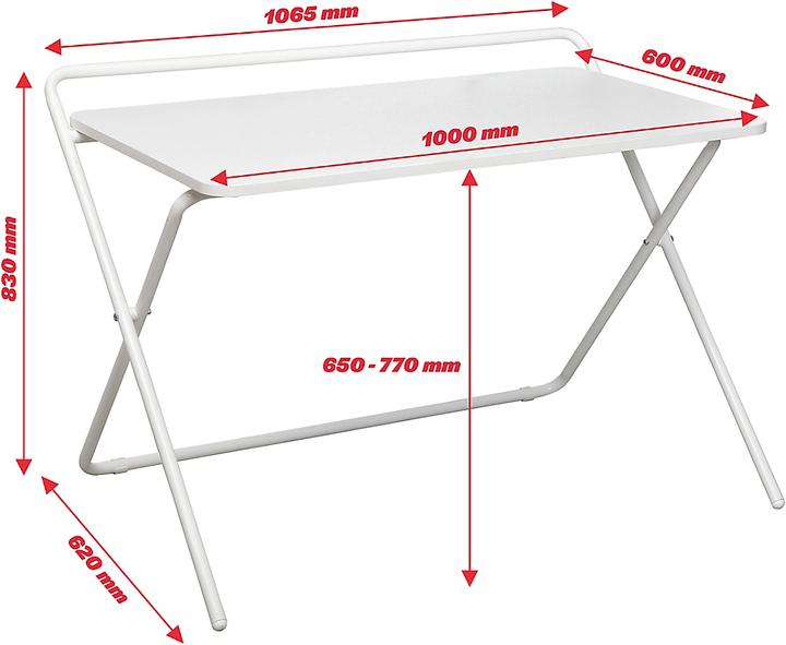 Produktbild Novigami Klapptisch Leni | Höhenverstellbar | BxT 1000 x 600 mm | Weiss |