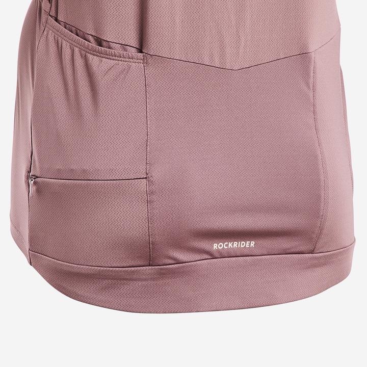 Image du produit Rockrider Maillot vélo manche courte femme cargo, Rose taupe (XL)