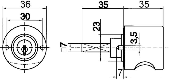 Image du produit Heusser Olive cylindrique 3413.2 (Poignée de porte)