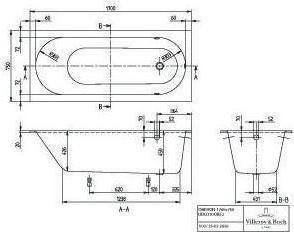 Produktbild Villeroy & Boch V&B Whirlpoolsystem OBERON m BW R-eck 170x75 Tech. Pos 2 we (135 l, 170 cm, 75 cm)