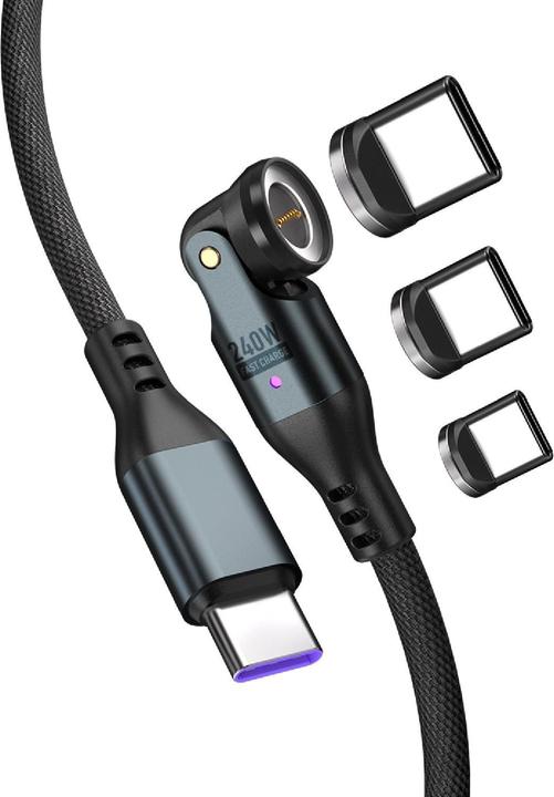 Immagine prodotto 4smarts USB-C 540° Magnetkabel-Set GravityCord (1.80 m, USB 2.0, 240 W)
