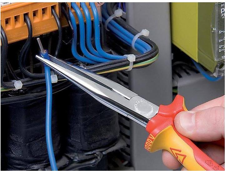 Produktbild Knipex Flachrundzange mit Schneide(Storchschnabelzange) 26 16 200 SB (200 mm)