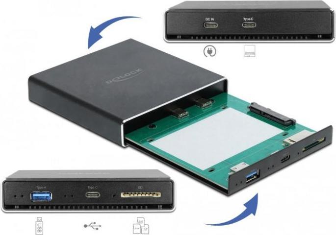 Image du produit Delock Boîtier externe pour disque dur / disque SSD SATA 2,5" avec port USB Type-C et Type-A (2.5")