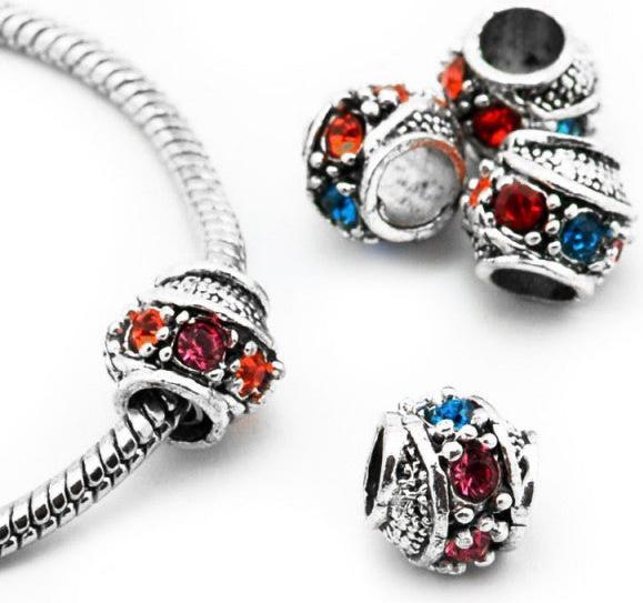 Hermex Strass Bead versilbert 925 - Silbrig bunt (Silber 925, Metalllegierung)