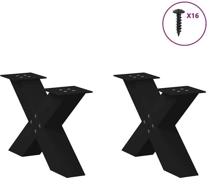 Actual product image VidaXL Coffee table legs X-shape 2 pcs. black 60x(30-31) cm steel table leg