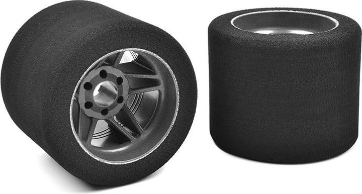 Produktbild Team Corally Attack Moosgummi Reifen 1/8 Glattbahn 32 shore Hinten 76mm Carbon Felgen 2 Stk