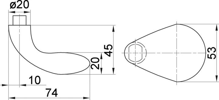 Actual product image Glutz Door knobs cranked 5839 (Door knob)