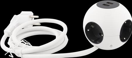 Image du produit Deltaco GT-292 power extension 4 AC outlet(s) Indoor Noir, Blanc (1.40 m, CEE 7/3)