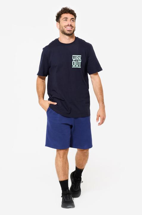 Actual product image Domyos T-Shirt Herren Baumwolle Regular - blau/schwarz (M)