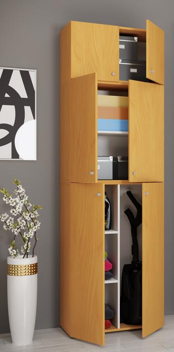 Produktbild VCM Holz Besen Putzschrank Lona mit Drehtüren Aufsatz (70 x 39 x 223 cm)