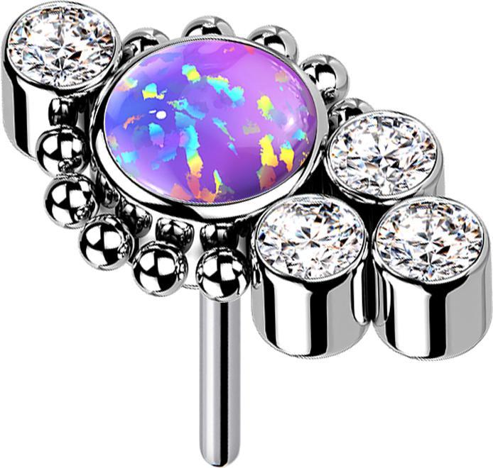 Immagine prodotto Star Piercing Perline d'argento senza fili quattro cristalli argento opale viola (Titanio G23, senza ottone)