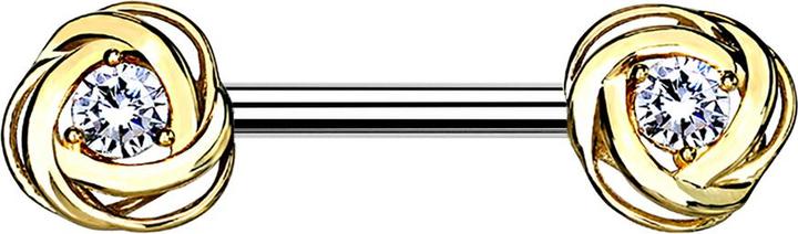 Star Piercing Barbell vergoldet Rosenblüte Kristall silber (Chirurgenstahl 316L, Messing)