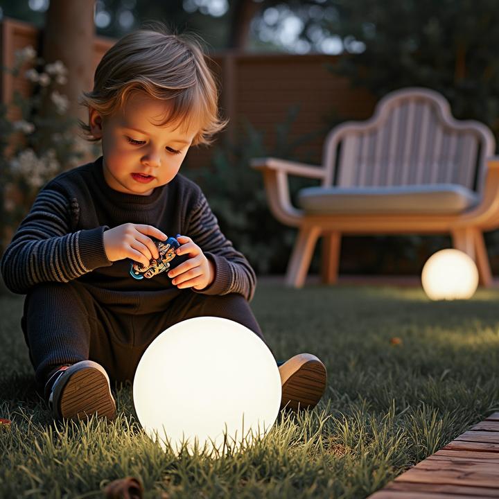 Actual product image Wiltec Outdoor Ball Light Ø30 cm, Garden Light with Ground Spike, IP44 Outdoor Light, 40W E-27 Socket (E27, IP44)