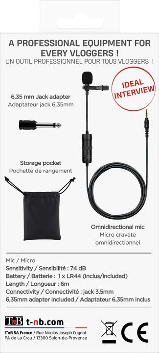 Image du produit T'nB Influence Clip microphone 360°, jack 3,5 mm
