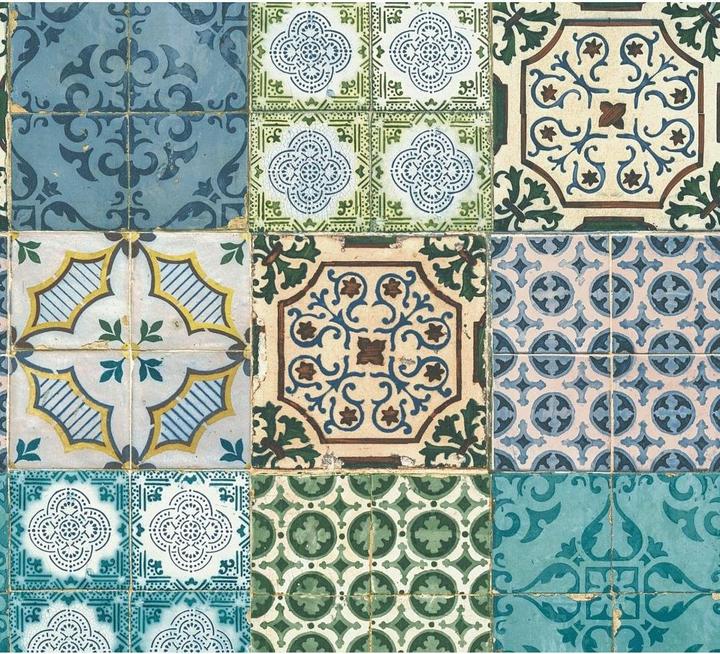 Produktbild A.S. Création Authentic Walls 2 in mediterraner Fliesen Optik (53 x 1000 cm)