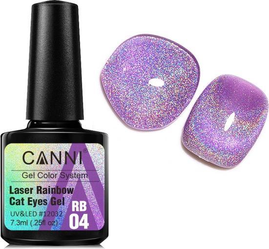 Canni Gellack Laser Rainbow Cat Eyes RB04 (Violet Glitzer, Gel-Effekt Nagellack)