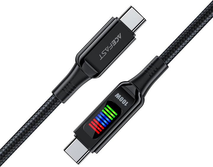 Image du produit Acefast Câble C7-03 USB-C USB-C 100W 1,2m avec écran - noir (1.20 m, USB 3.0, 100 W)