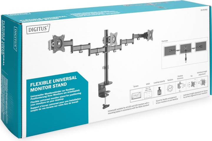 Produktbild Digitus Dreifach Monitor Ständer mit Klemmbefestigung (Tisch, 27")