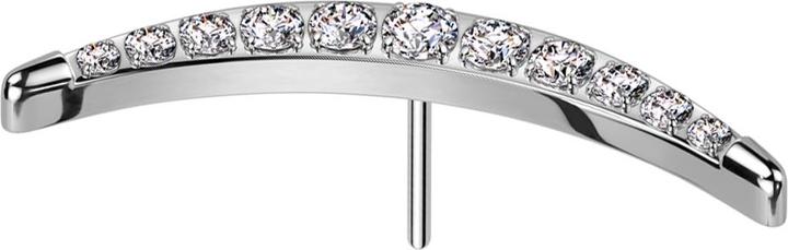 Star Piercing Threadless Mondsichel silber mit Kristallen silber (Titan G23, ohne Messing)