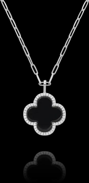 Charles Garnier Halskette aus Silber, schwarzem Achat, Zirkonoxid (Silber)