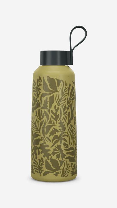 Quechua Trinkflasche 1 l Edelstahl Schraubverschluss Wandern - 100 geblümt/gelb (1 l)