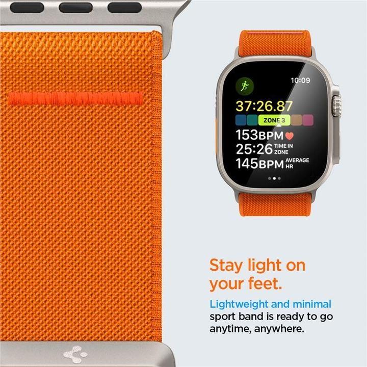 Actual product image Spigen Fit Lite Band for Apple Watch Series 42, 44, 45, 49 mm - orange (42 mm, 44 mm, 45 mm, 49 mm, Nylon, Fabric, Stainless steel)