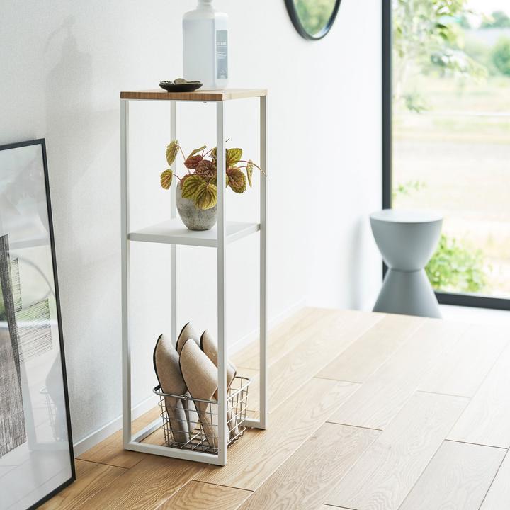 Image du produit Yamazaki Étagère à 2 niveaux avec plateau en bois TOWER