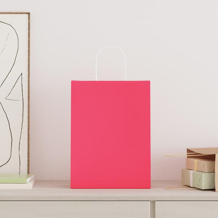 Image du produit VidaXL Sacs en papier kraft 50 pcs. avec anse Rose 26x12x35 cm Sac en papier (Pochette cadeau, 50 x)