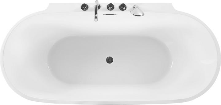 Produktbild Beliani Badewanne freistehend weiss mit Armatur oval 170 x 80 cm ROTSO (286 l, 80 cm, 170 cm)