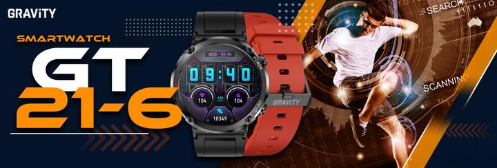Actual product image Gravity GT21-6 Smartwatch + rotes Silikonarmband