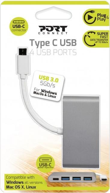 Image du produit Port Designs Hub USB-C (USB-C, 3 Ports)
