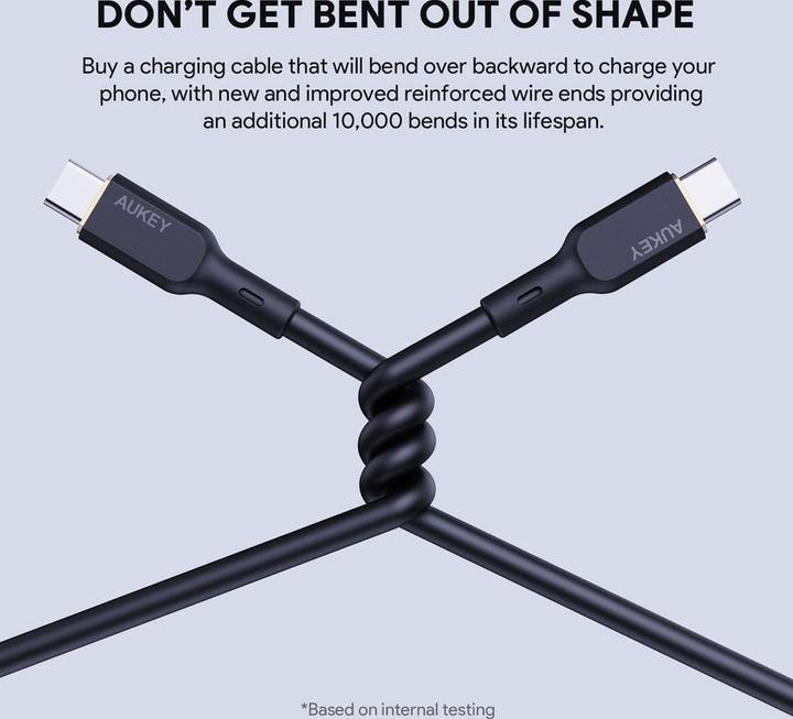 Produktbild Aukey CB-SCC241 USB-C Power Delivery PD 240W 5A 20V 1m Nylon Schwarz (1 m, USB 3.2 Gen 1, 240 W)