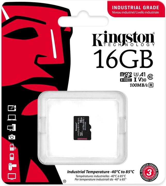 Actual product image Kingston microSDHC Industrial (16 GB, microSDHC, U3, UHS-I)