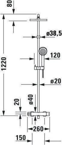 Actual product image Duravit Shower system B.1 with shower thermostat chrome