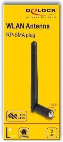 Produktbild Delock WLAN 802.11 ac/ax/a/b/g/n Antenne RP-SMA Stecker 2 dB (WLAN)