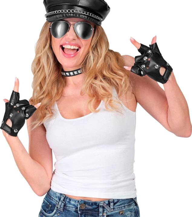 Actual product image Widmann FINGERLOSE NIETENHANDSCHUHE in Lederoptik