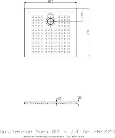 Actual product image Hoesch Shower tray MUNA m AR 800x750x30mm white