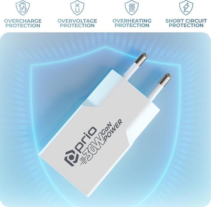 Produktbild prio Ladegerät GaN POWER 30W PD PPS (USB C) + QC 3.0 (USB A) weiss (30 W)