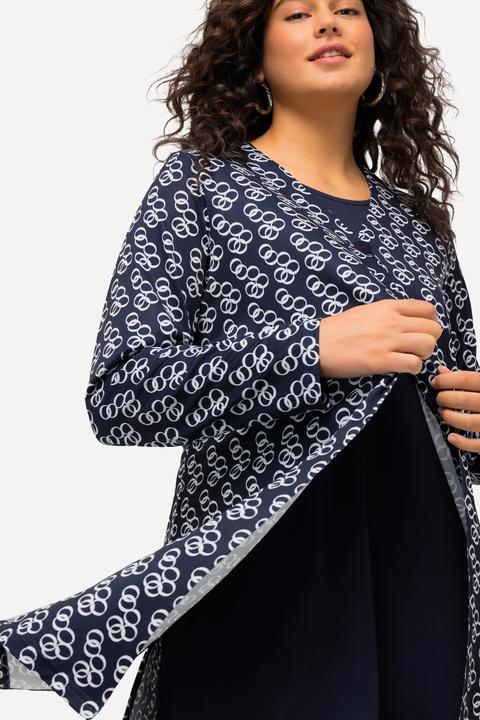 Produktbild Ulla Popken Jerseyjacke, Ringmuster, A-Linie, V-Ausschnitt (60)