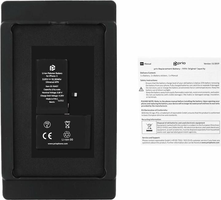 Immagine prodotto prio Batteria per Apple iPhone X (APN universale) (Accumulatore di carica elettrica, iPhone X)