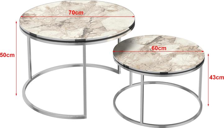 Produktbild En.Casa Couchtischset ’Skagen’ im 2er Set Marmor, weiss / Silber